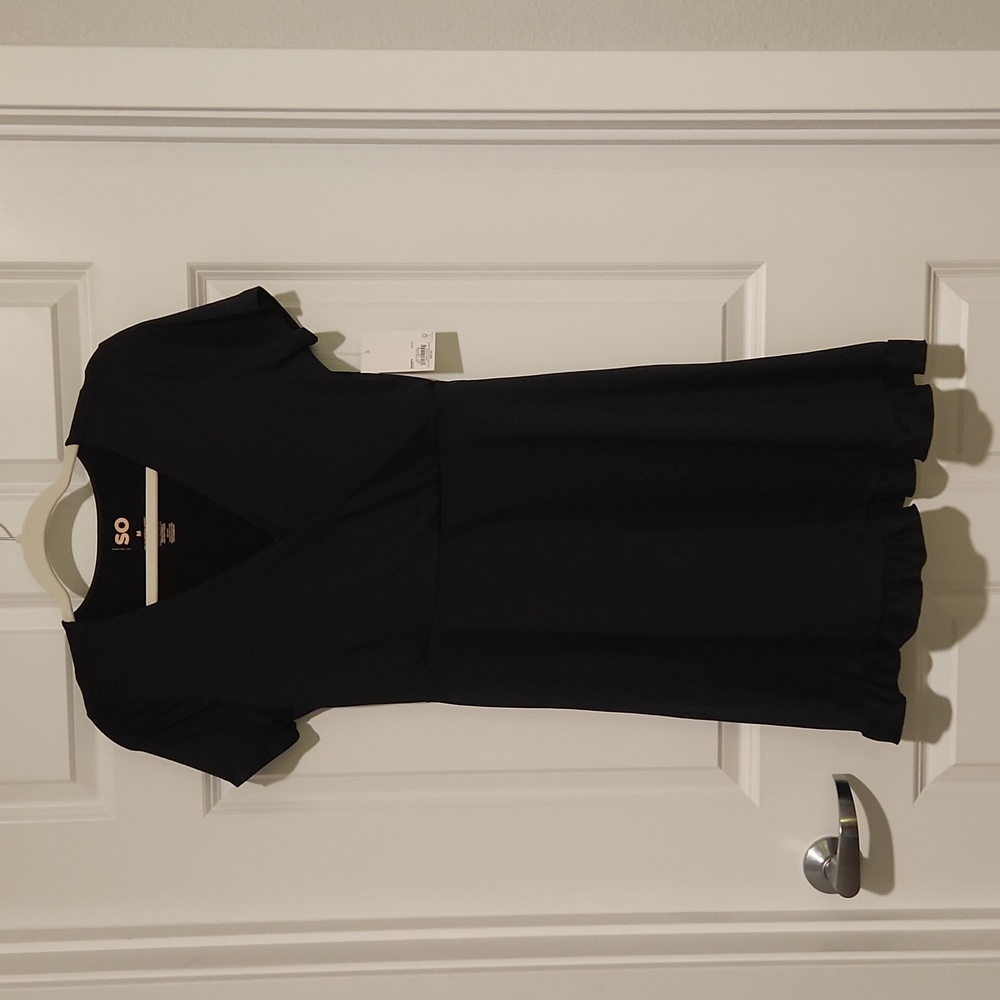 SO - Faux Wrap Ruffle Hem Dress